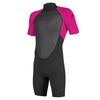 Гидрокостюм детский короткий O'Neill YOUTH REACTOR-2 2MM BACK ZIP S/S SPRING BLACK/BERRY S21, Размер (гидроодежда): Дет 4 (XS)