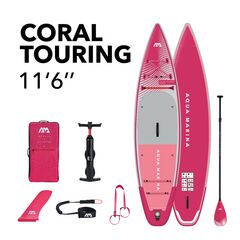 SUP-доска надувная с веслом для туризма Aqua Marina Coral Touring (Raspberry) 11'6"