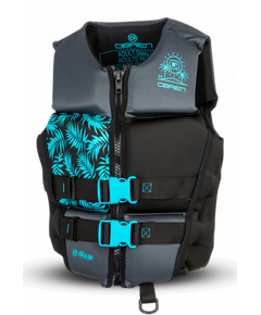 Спасательный жилет неопрен женский O'Brien FLEX V LADIES BLACK BLUE/PALM S22S