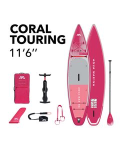 SUP-доска надувная с веслом для туризма Aqua Marina Coral Touring (Raspberry) 11'6" S24