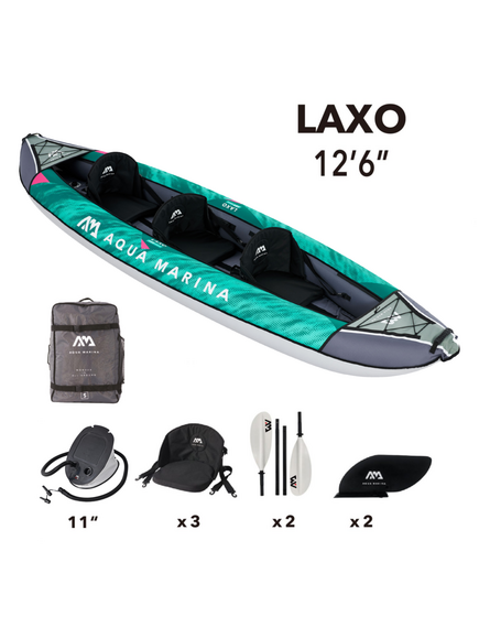 Каяк надувной трехместный с веслами Aqua Marina Laxo-380
