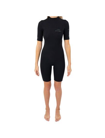 Гидрокостюм женский короткий Jetpilot FLIGHT 2x2 BZ SS SPRINGSUIT BLACK, Размер (гидроодежда): 12 (L)