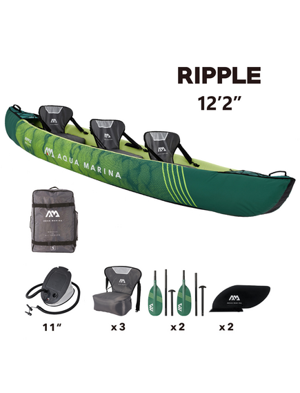 Каноэ надувное трехместное с веслами Aqua Marina Ripple-370