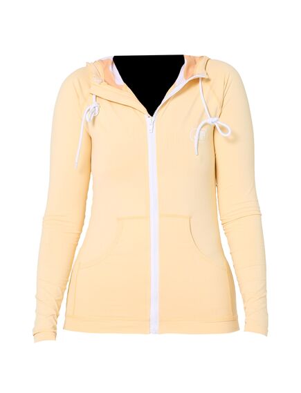 Гидромайка жен. длин. рукав на молнии с капюшоном Jetpilot Zahra L/S Ladies Hooded Rashie yellow S24, Размер (гидроодежда): 8 (S)