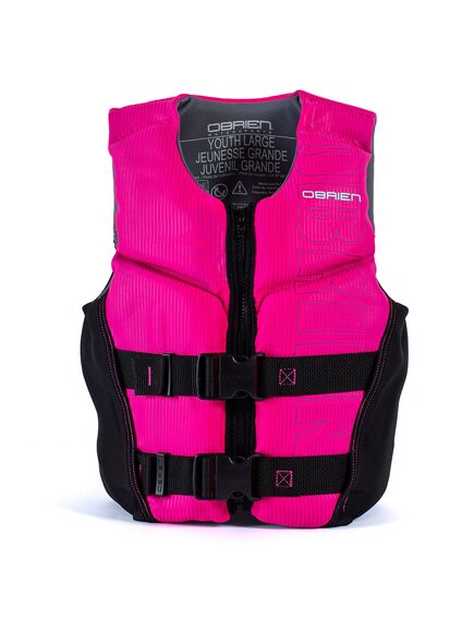 Спасательный жилет неопрен детский O'Brien FLEX V-BACK YOUTH BLK/PINK S24, Размеры (жилеты): 12 (L)