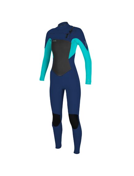 Гидрокостюм женский длинный O'Neill WMS EPIC 3/2 CHEST ZIP FULL NAVY/LIGHT AQUA S21, Размер (гидроодежда): 12 (L)