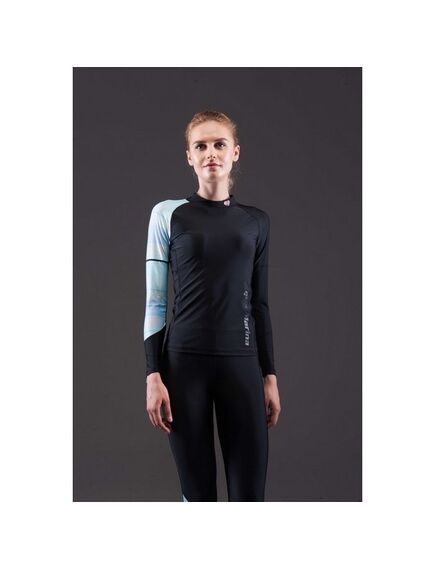 Гидромайка женская длинный рукав AQUA MARINA ILLUSION Women’s Rashguard LS (BLACK Print) S19, Размер (гидроодежда): 6 (XS), img 2