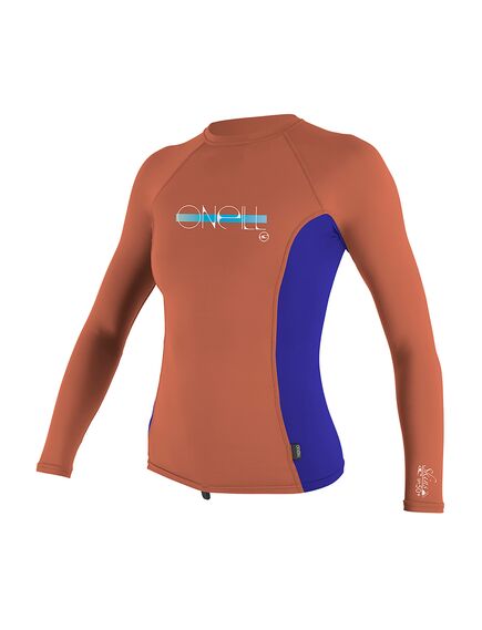 Гидромайка детская O'Neill длинный рукав GIRLS PREMIUM SKINS L/S RASH GUARD CORALPNCH/COBALT/CORALPN S18, Размер (гидроодежда): Дет 14 (2XL)