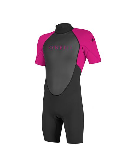 Гидрокостюм детский короткий O'Neill YOUTH REACTOR-2 2MM BACK ZIP S/S SPRING BLACK/BERRY S21, Размер (гидроодежда): Дет 4 (XS)