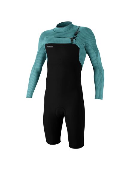 Гидрокостюм мужской короткий с длинным рукавом O'Neill Hyperfreak 2mm Chest Zip L/S Spring BLACK/TIDE POOL S22_O, Размер (гидроодежда): 10 (M)