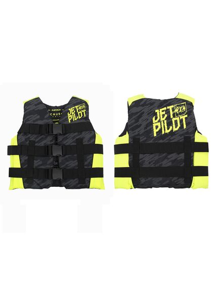 Спасательный жилет нейлон детский Jetpilot Cause Kids ISO 50N Nylon Vest Black/Yellow S22, Размеры (жилеты): Дет 10 (L)