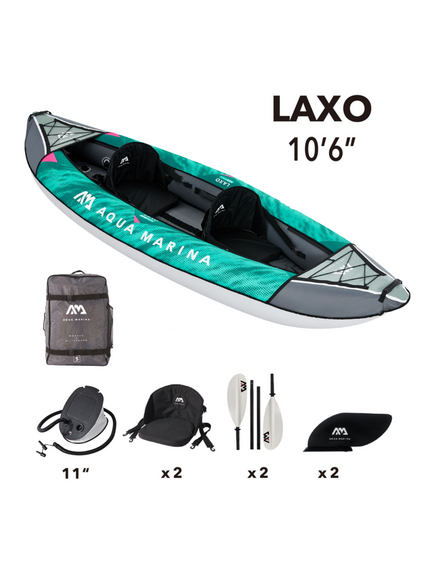 Каяк надувной двухместный с веслами Aqua Marina Laxo-320 S23