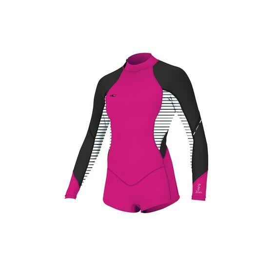 Гидрокостюм женский O'Neill без ног длинный рукав WMS BAHIA 2/1MM BZ L/S SHORT SPRING PUNKPNK/HWYSTRIPE/BLK S18, Размер (гидроодежда): 2 (3XS)