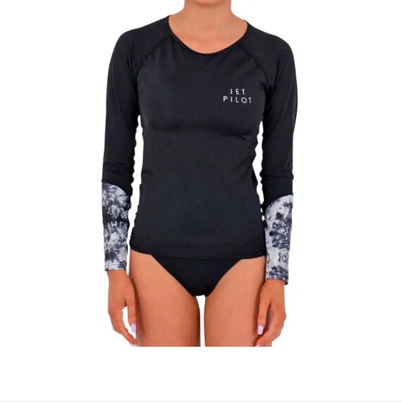 Гидромайка женская длинный рукав Jetpilot Tie Dye L/S Rashie Black/White S21