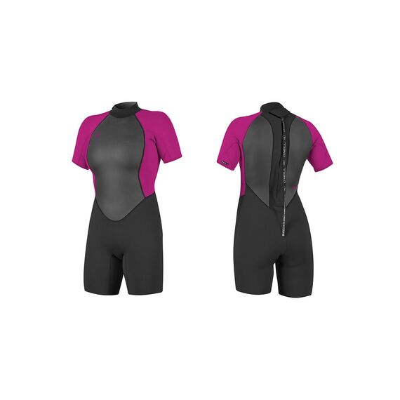 Гидрокостюм женский короткий O'Neill WMS REACTOR-2 2MM BACK ZIP S/S SPRING  BLACK/BERRY S21