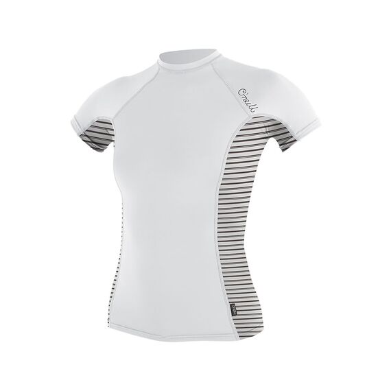Гидромайка женская O'Neill короткий рукав WMS SIDE PRINT S/S RASH GUARD WHT/HWYSTRIPE S18