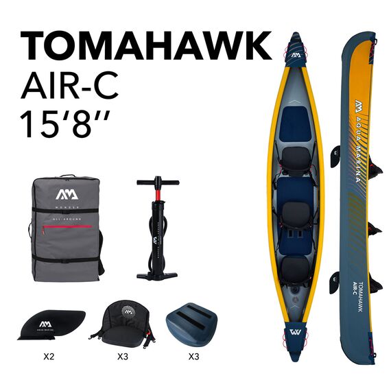 Каноэ надувное трехместное Aqua Marina Tomahawk AIR-C 478 S23