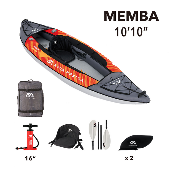 Каяк надувной одноместный с веслом Aqua Marina Memba-330 S23