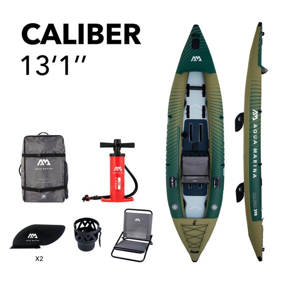 Каяк надувной одно - двухместный для рыбалки Aqua Marina Caliber-398 S23
