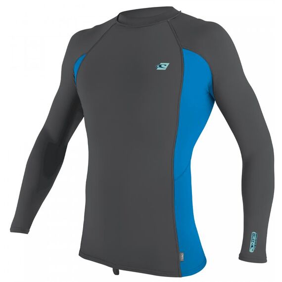 Гидромайка мужская длинный рукав O'Neill PREMIUM SKINS L/S RASH GUARD SMOKE/BRITE BLUE/SMOKE S21