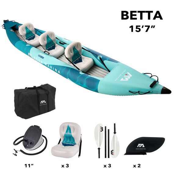 Каяк надувной трехместный с веслами Aqua Marina Betta-475