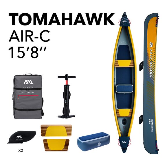 Каноэ надувное высокого давления трехместное Aqua Marina Tomahawk AIR-C 478
