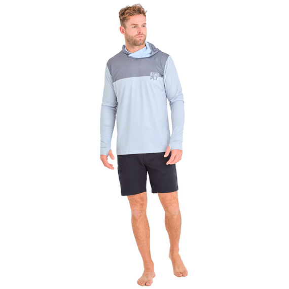 Гидромайка мужская длинный рукав с капюшоном Jetpilot VENTURE LS FISHING HOODED GREY