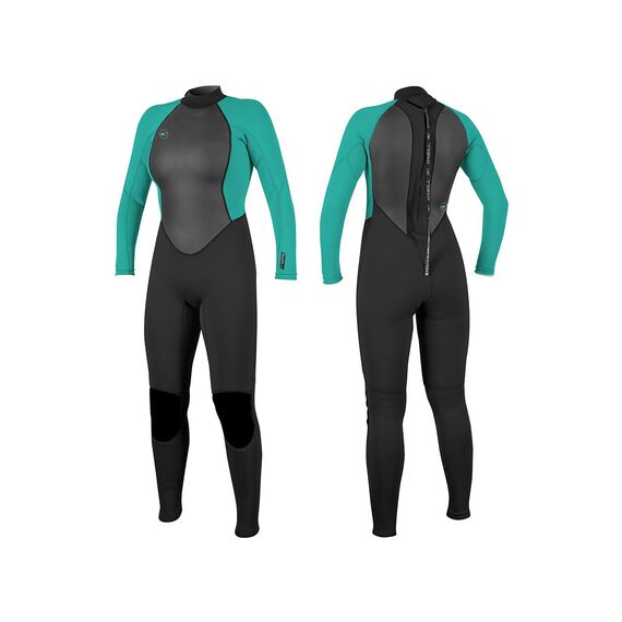 Гидрокостюм женский длинный O'Neill WMS REACTOR-2 3/2 BACK ZIP FULL BLACK/LIGHT AQUA S21