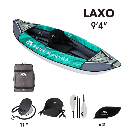 Каяк надувной одноместный с веслом Aqua Marina Laxo-285 S23