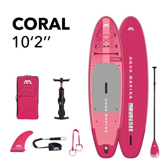 SUP-доска надувная с веслом Aqua Marina Coral (Raspberry) 10'2" S25